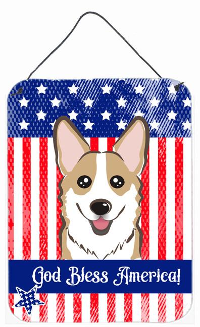 God Bless American Flag with Sable Corgi Wall or Door Hanging Prints BB2183DS1216 by Caroline's Treasures