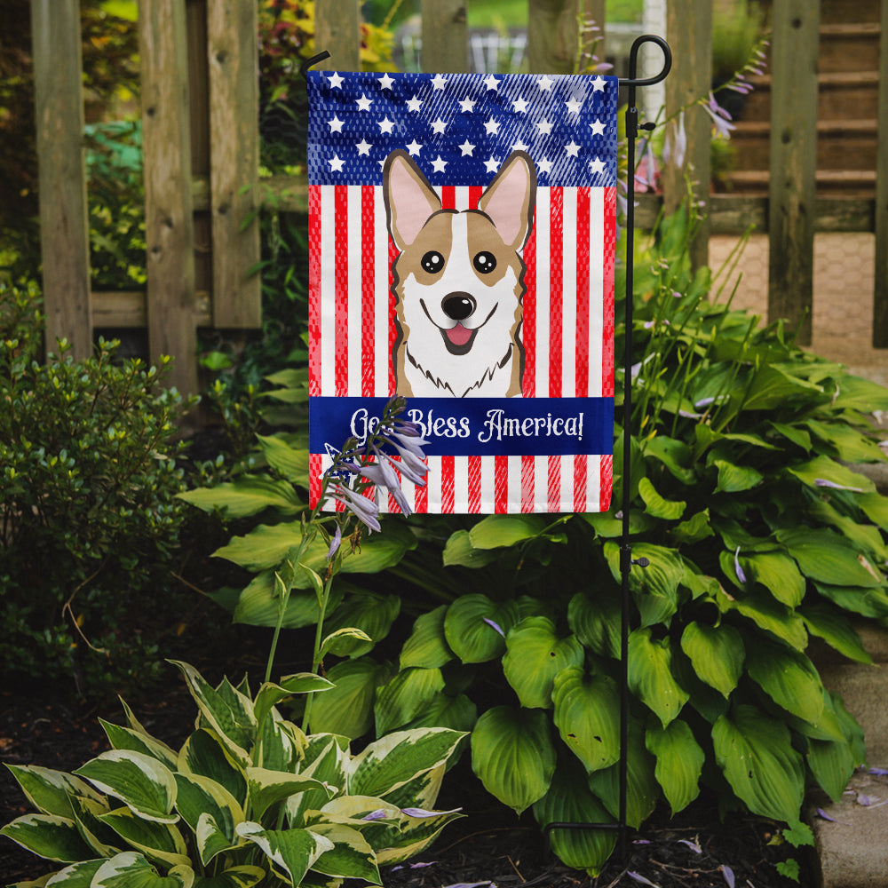God Bless American Flag with Sable Corgi Flag Garden Size BB2183GF