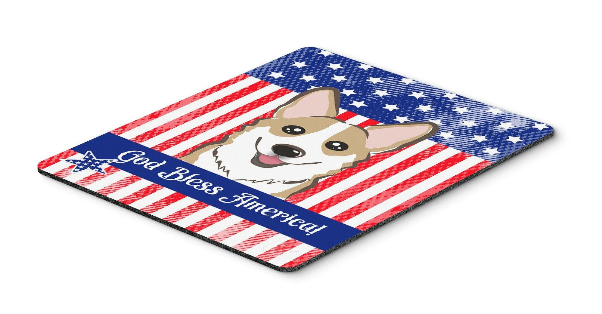 God Bless American Flag with Sable Corgi Mouse Pad, Hot Pad or Trivet BB2183MP by Caroline's Treasures