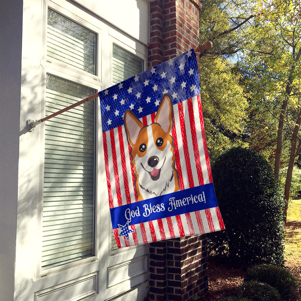 God Bless American Flag with Red Corgi Flag Canvas House Size BB2184CHF  the-store.com.