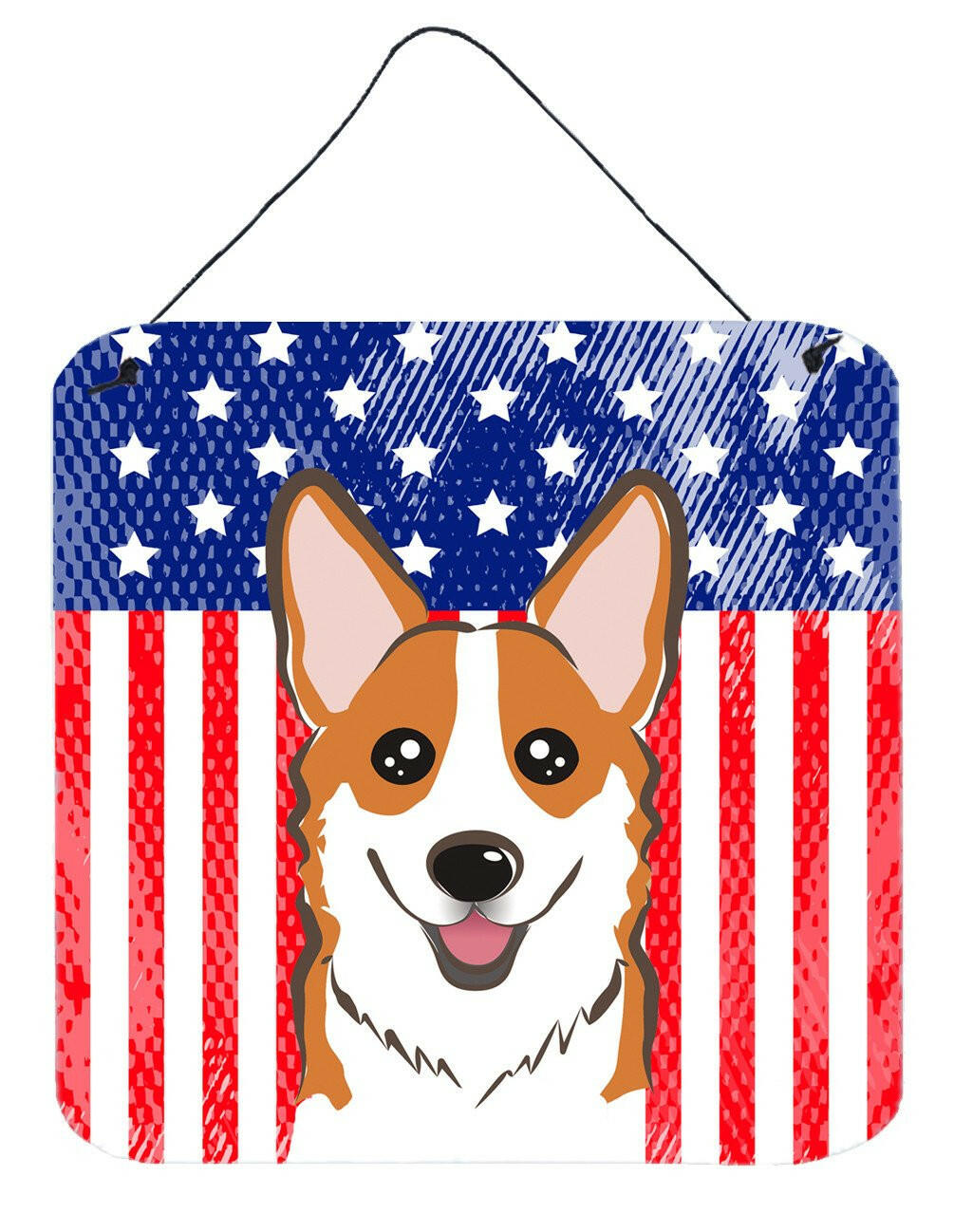 American Flag and Red Corgi Wall or Door Hanging Prints BB2184DS66 by Caroline&#39;s Treasures