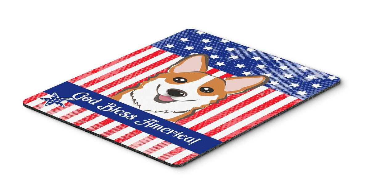 God Bless American Flag with Red Corgi Mouse Pad, Hot Pad or Trivet BB2184MP by Caroline&#39;s Treasures