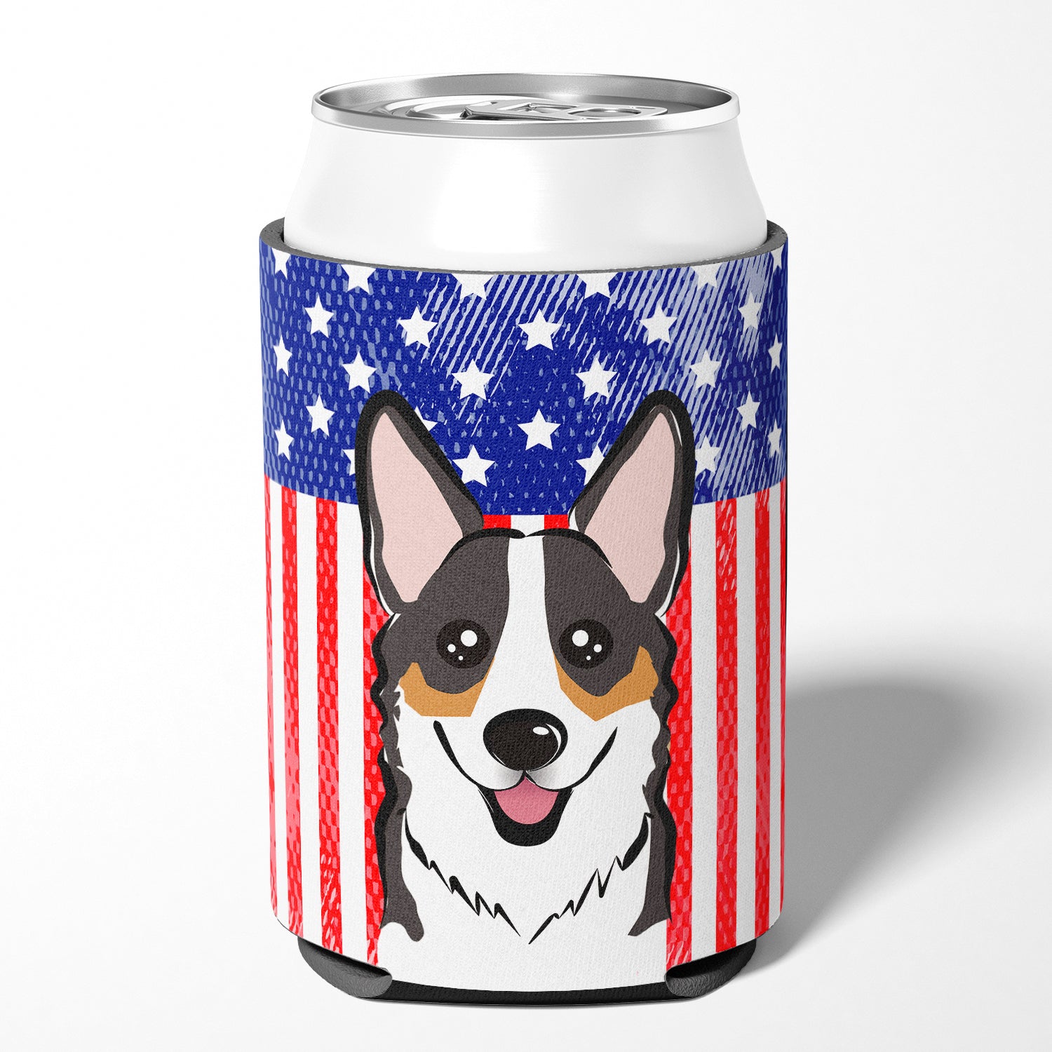 American Flag and Tricolor Corgi Can or Bottle Hugger BB2185CC