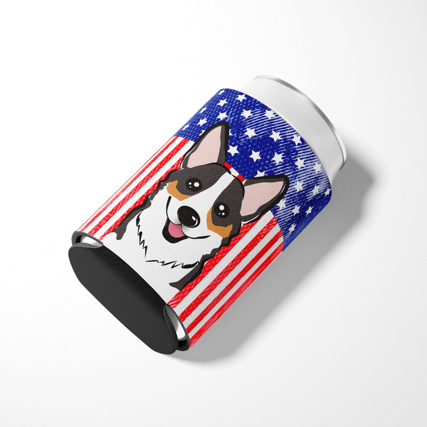 American Flag and Tricolor Corgi Can or Bottle Hugger BB2185CC
