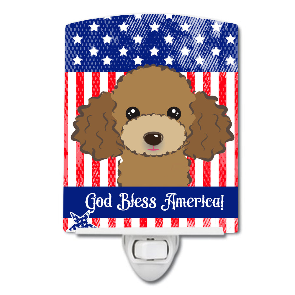 American Flag and Chocolate Brown Poodle Ceramic Night Light BB2186CNL - the-store.com