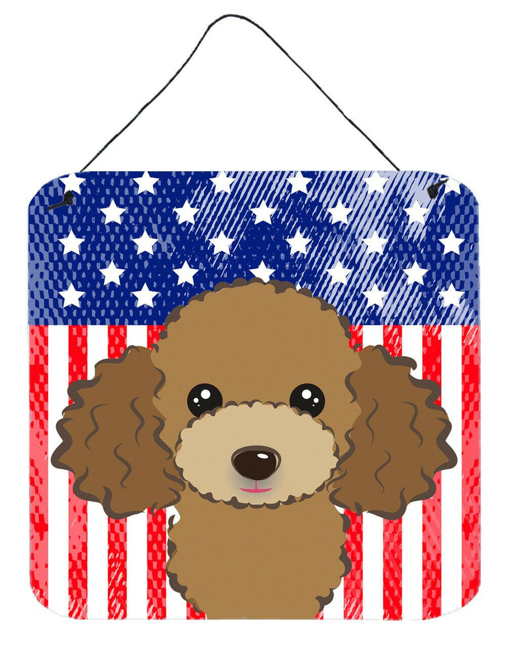American Flag and Chocolate Brown Poodle Wall or Door Hanging Prints BB2186DS66 by Caroline&#39;s Treasures