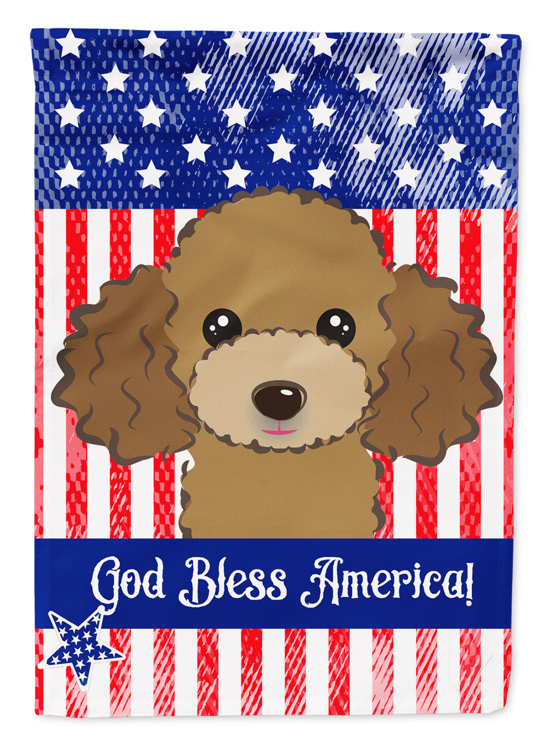 God Bless American Flag with Chocolate Brown Poodle Flag Garden Size BB2186GF