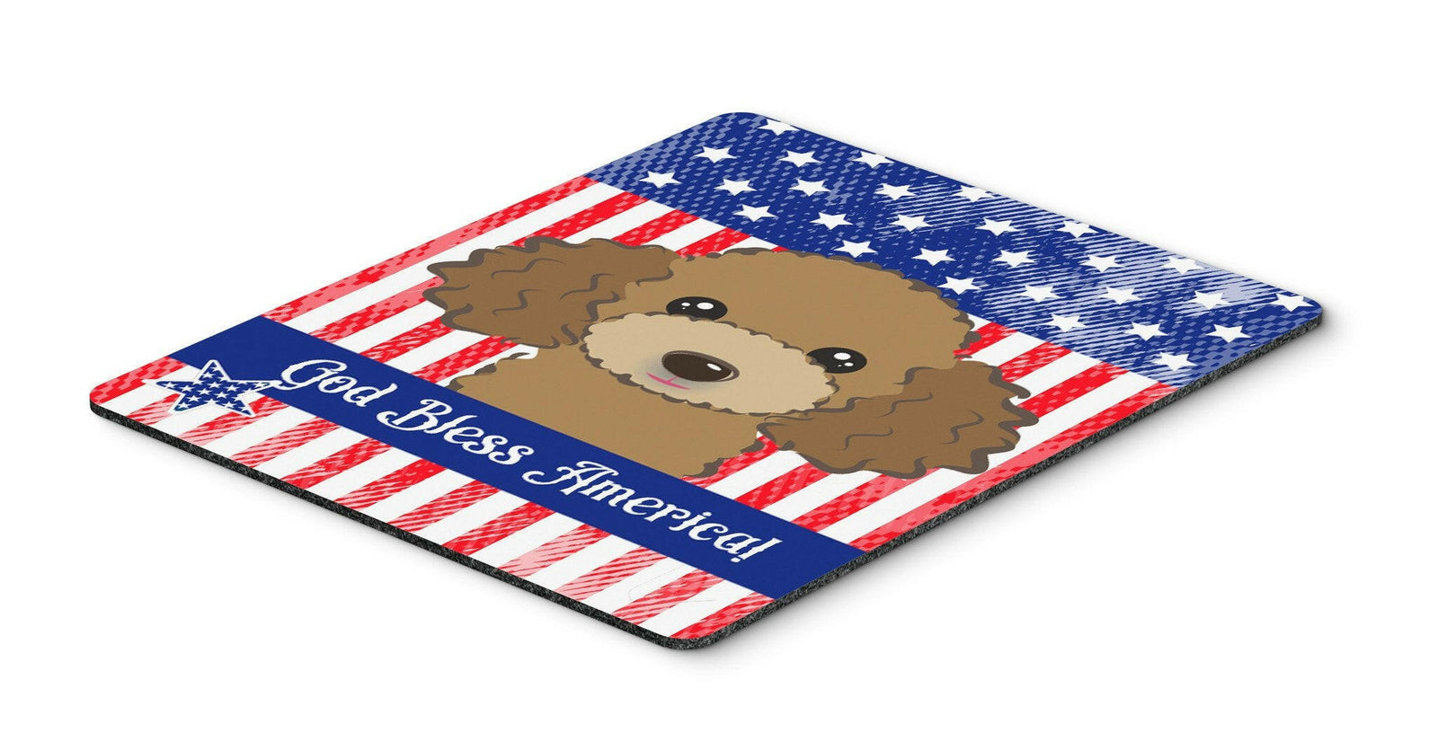 God Bless American Flag with Chocolate Brown Poodle Mouse Pad, Hot Pad or Trivet BB2186MP by Caroline's Treasures