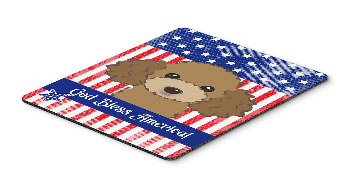 God Bless American Flag with Chocolate Brown Poodle Mouse Pad, Hot Pad or Trivet BB2186MP by Caroline&#39;s Treasures