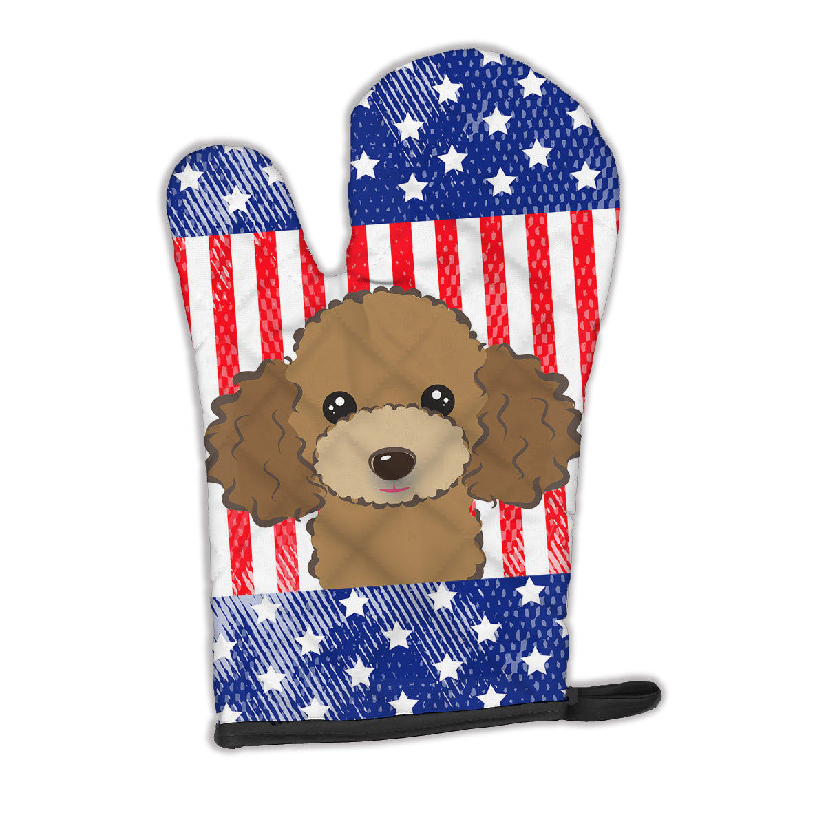 American Flag and Chocolate Brown Poodle Oven Mitt BB2186OVMT  the-store.com.