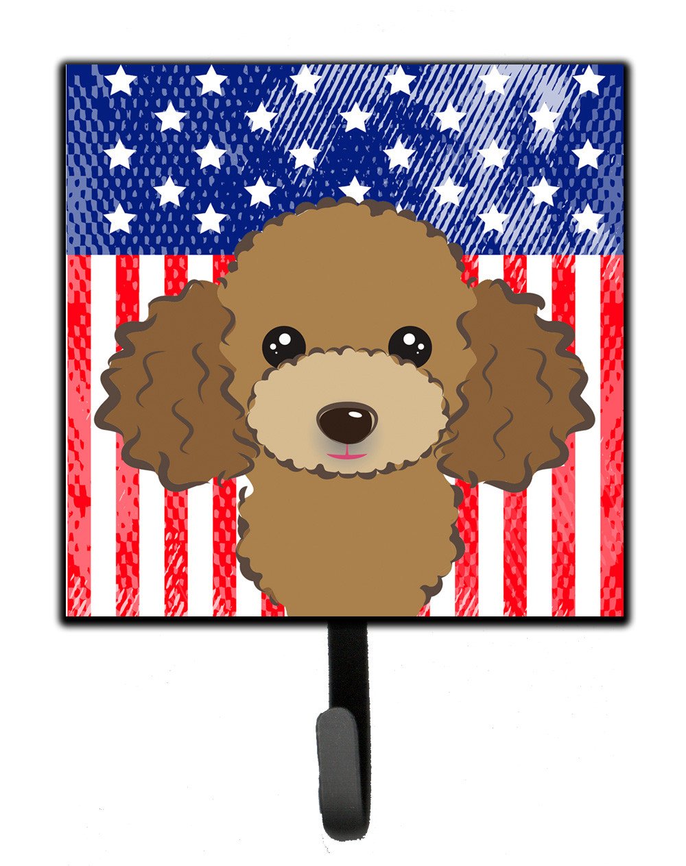 American Flag and Chocolate Brown Poodle Leash or Key Holder BB2186SH4 by Caroline&#39;s Treasures