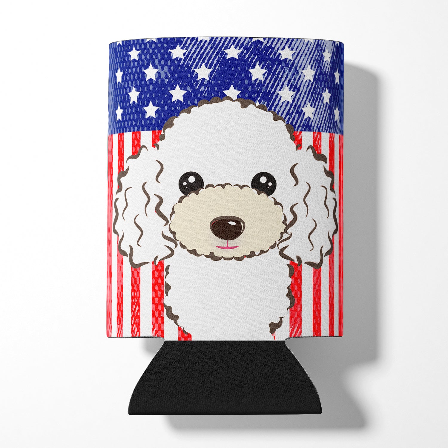 American Flag and White Poodle Can or Bottle Hugger BB2187CC