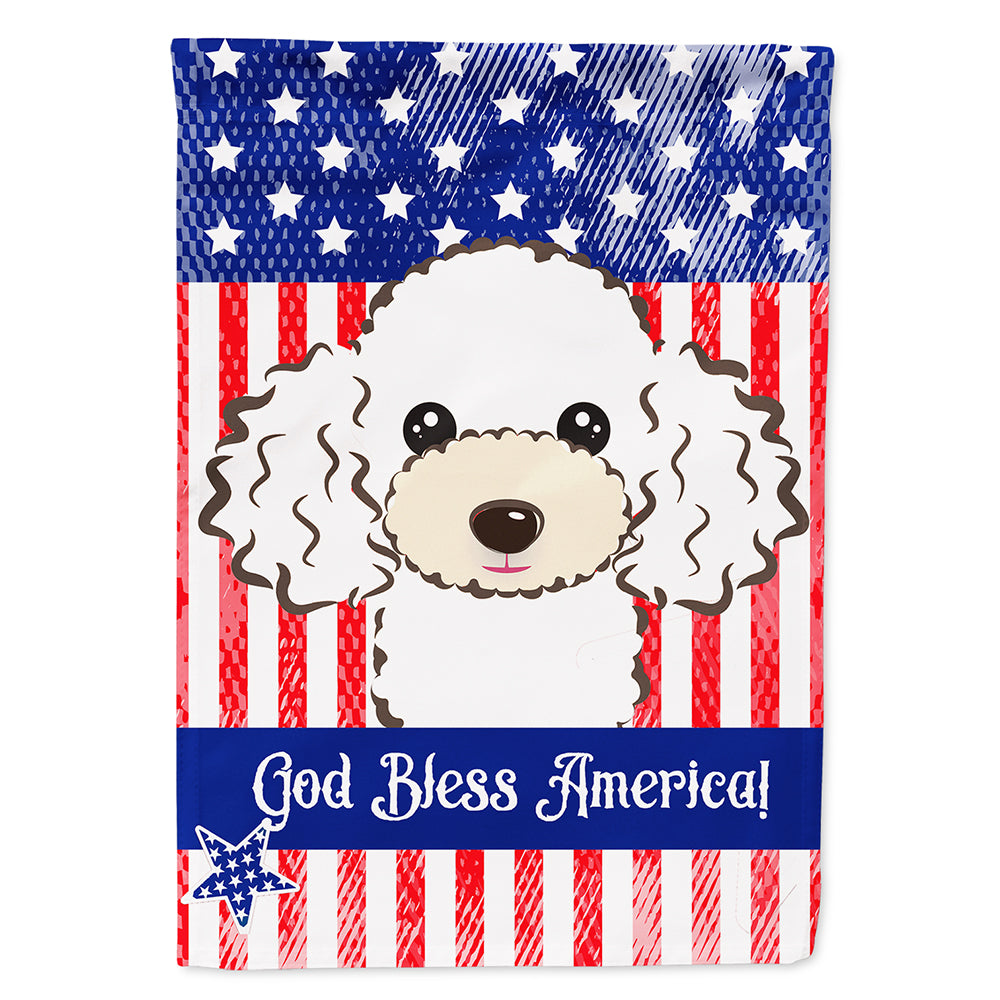 God Bless American Flag with White Poodle Flag Canvas House Size BB2187CHF