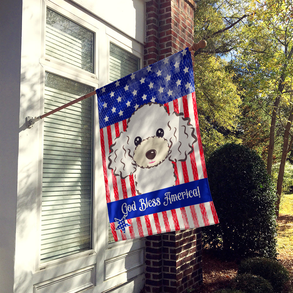 God Bless American Flag with White Poodle Flag Canvas House Size BB2187CHF