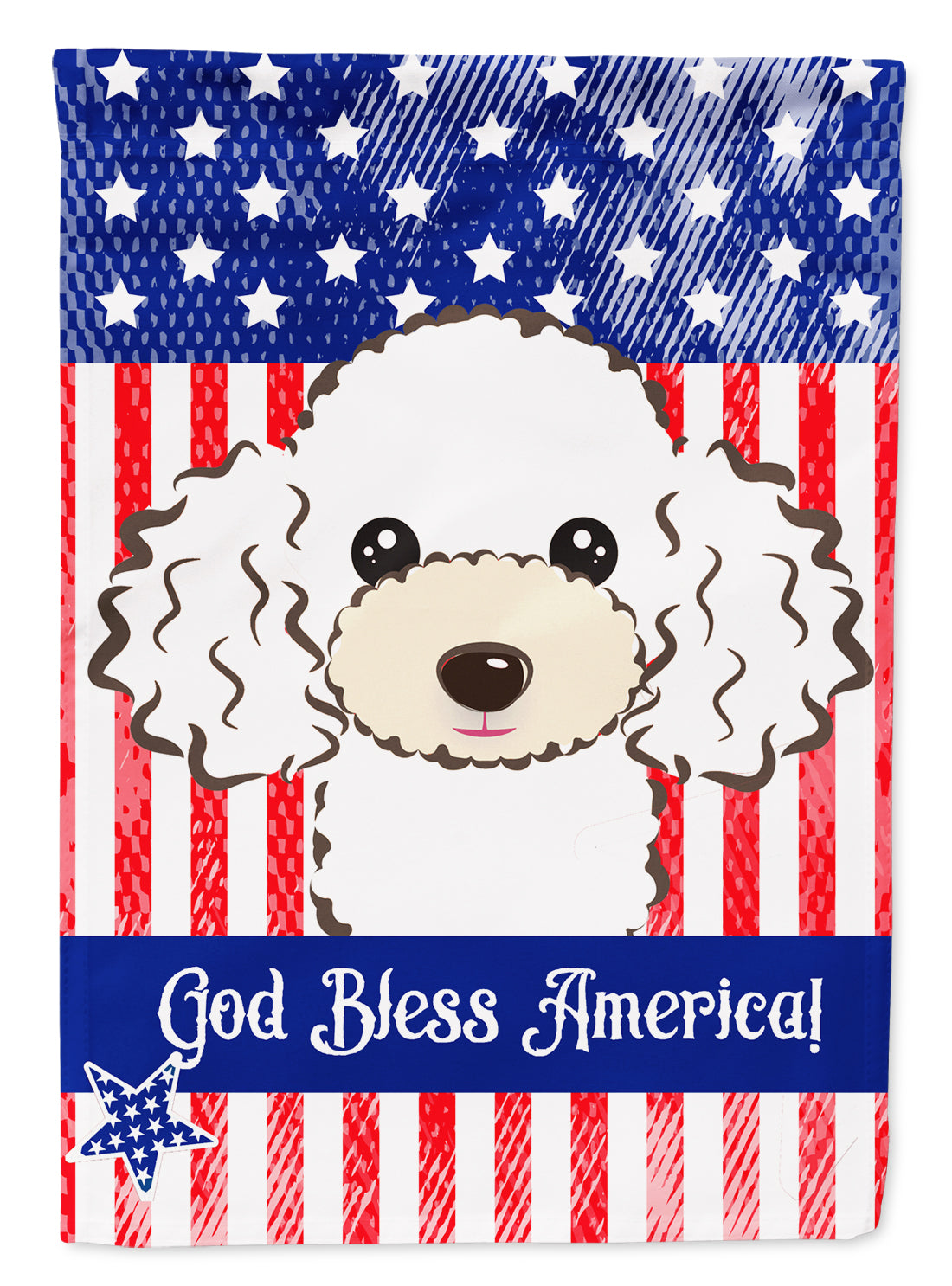 God Bless American Flag with White Poodle Flag Garden Size BB2187GF.