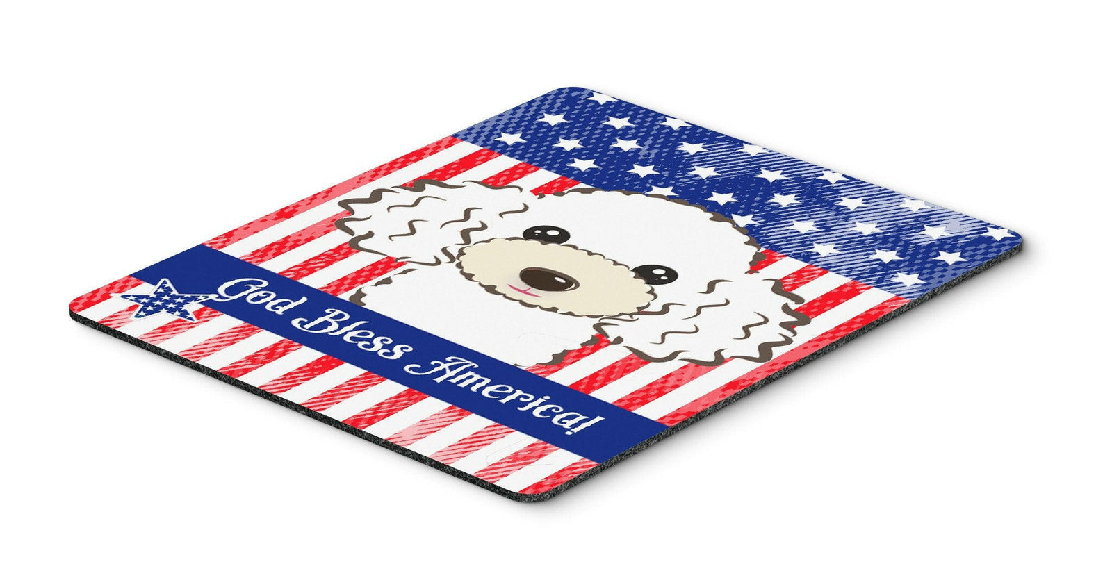 God Bless American Flag with White Poodle Mouse Pad, Hot Pad or Trivet BB2187MP by Caroline's Treasures