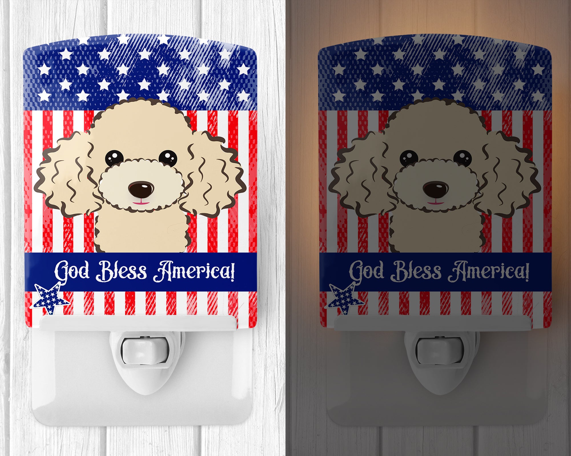 American Flag and Buff Poodle Ceramic Night Light BB2188CNL - the-store.com