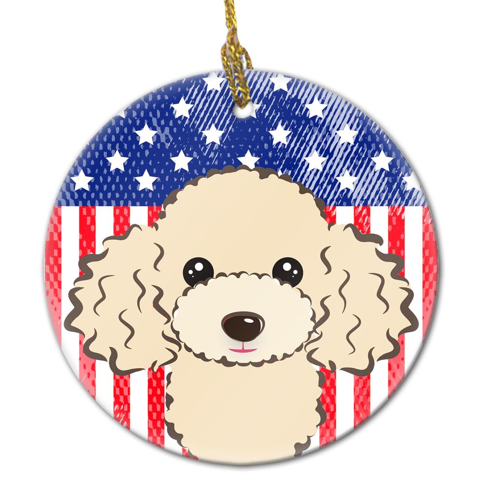 American Flag and Buff Poodle Ceramic Ornament BB2188CO1 by Caroline&#39;s Treasures