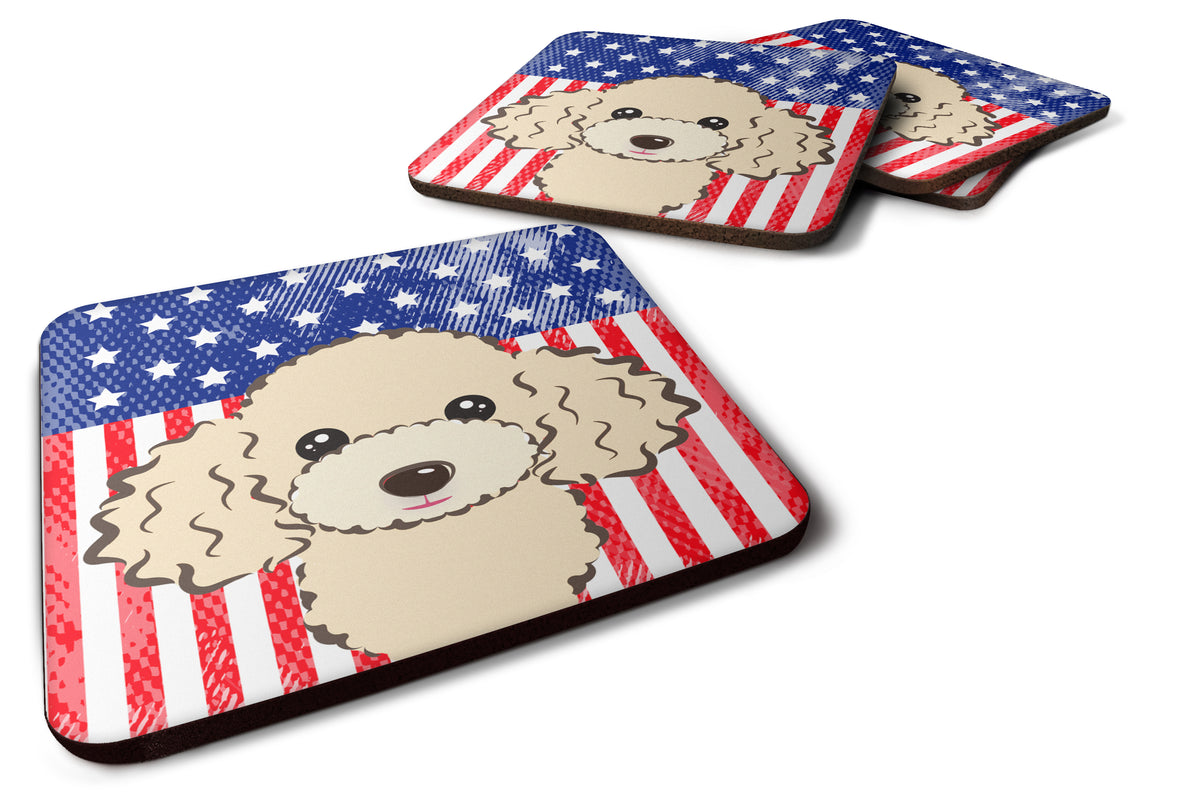 American Flag and Buff Poodle Foam Coaster Set of 4 - the-store.com