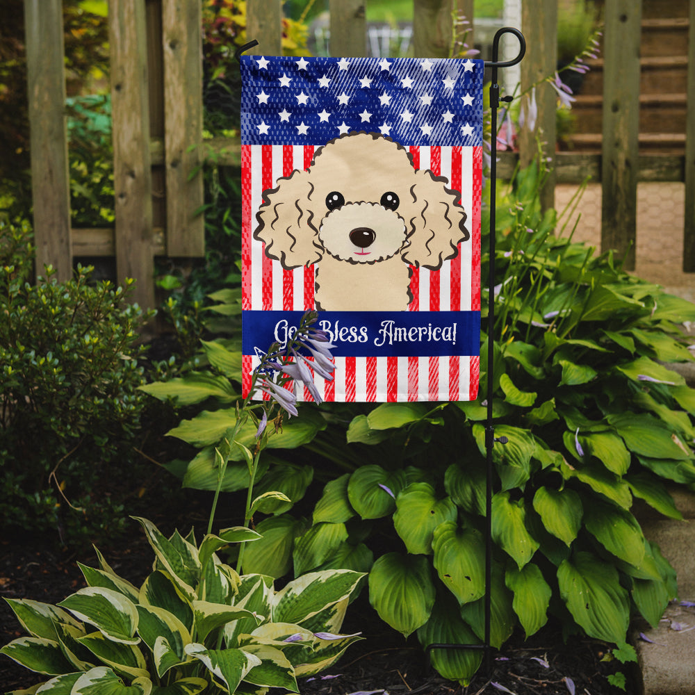 God Bless American Flag with Buff Poodle Flag Garden Size BB2188GF.