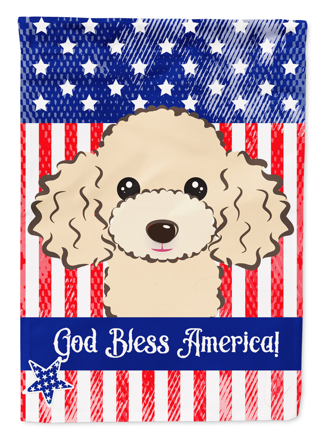 God Bless American Flag with Buff Poodle Flag Garden Size BB2188GF