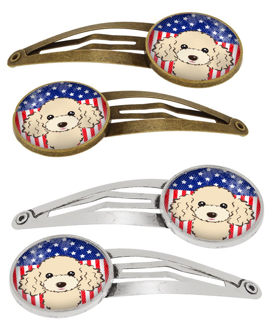 American Flag and Buff Poodle Set of 4 Barrettes Hair Clips BB2188HCS4 by Caroline's Treasures