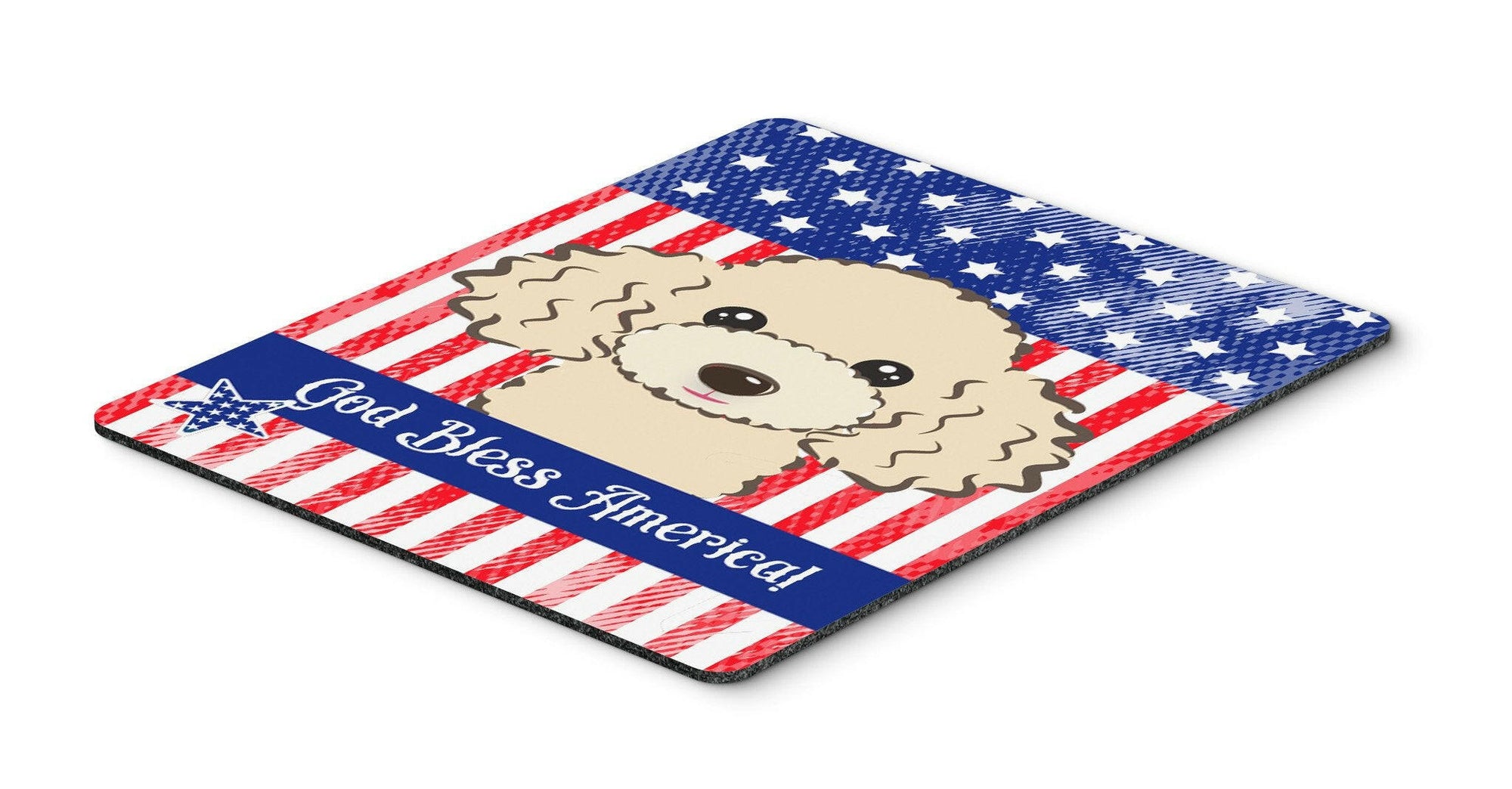 God Bless American Flag with Buff Poodle Mouse Pad, Hot Pad or Trivet BB2188MP by Caroline's Treasures