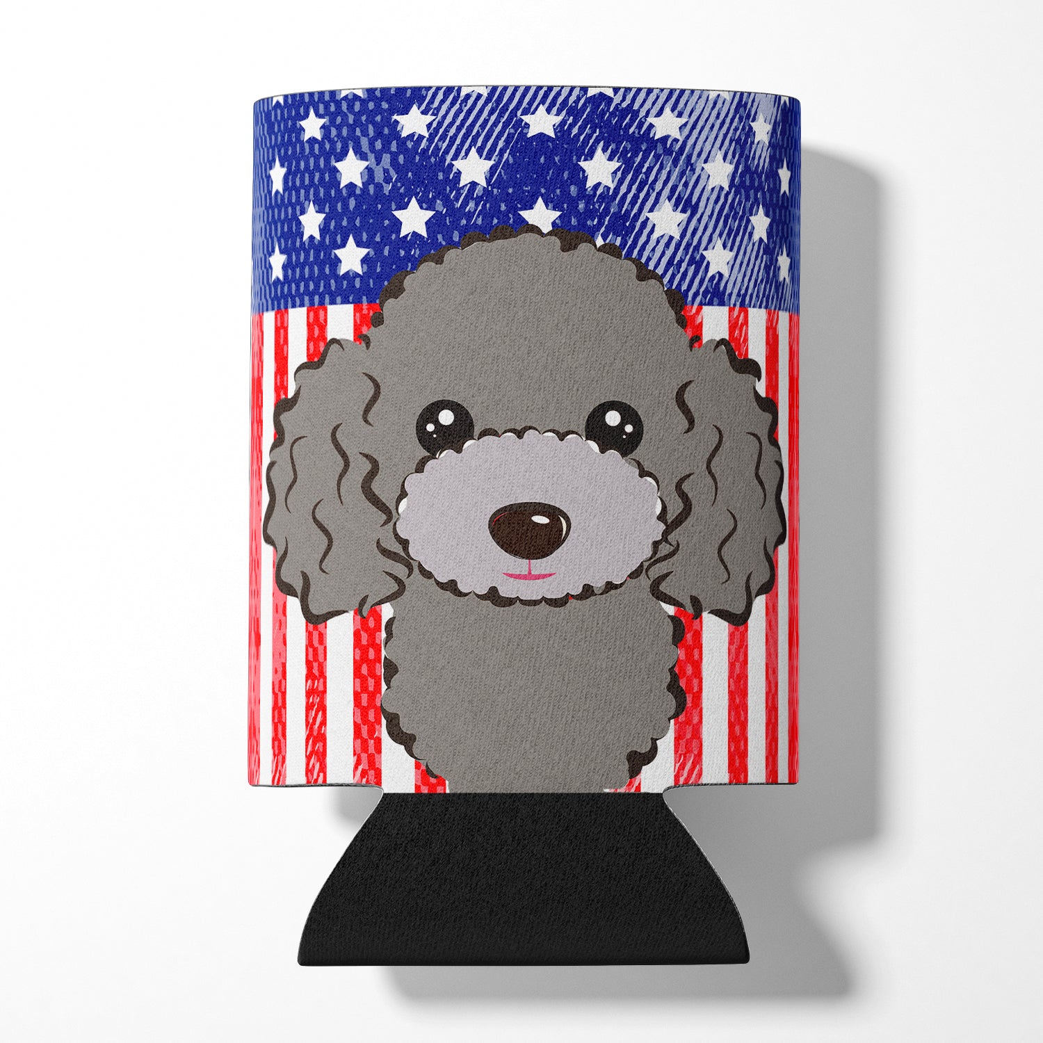 American Flag and Silver Gray Poodle Can or Bottle Hugger BB2189CC
