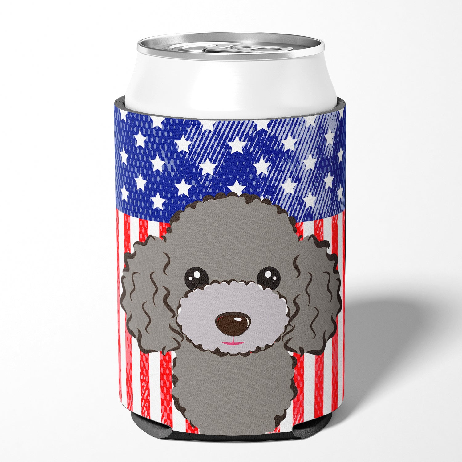American Flag and Silver Gray Poodle Can or Bottle Hugger BB2189CC.