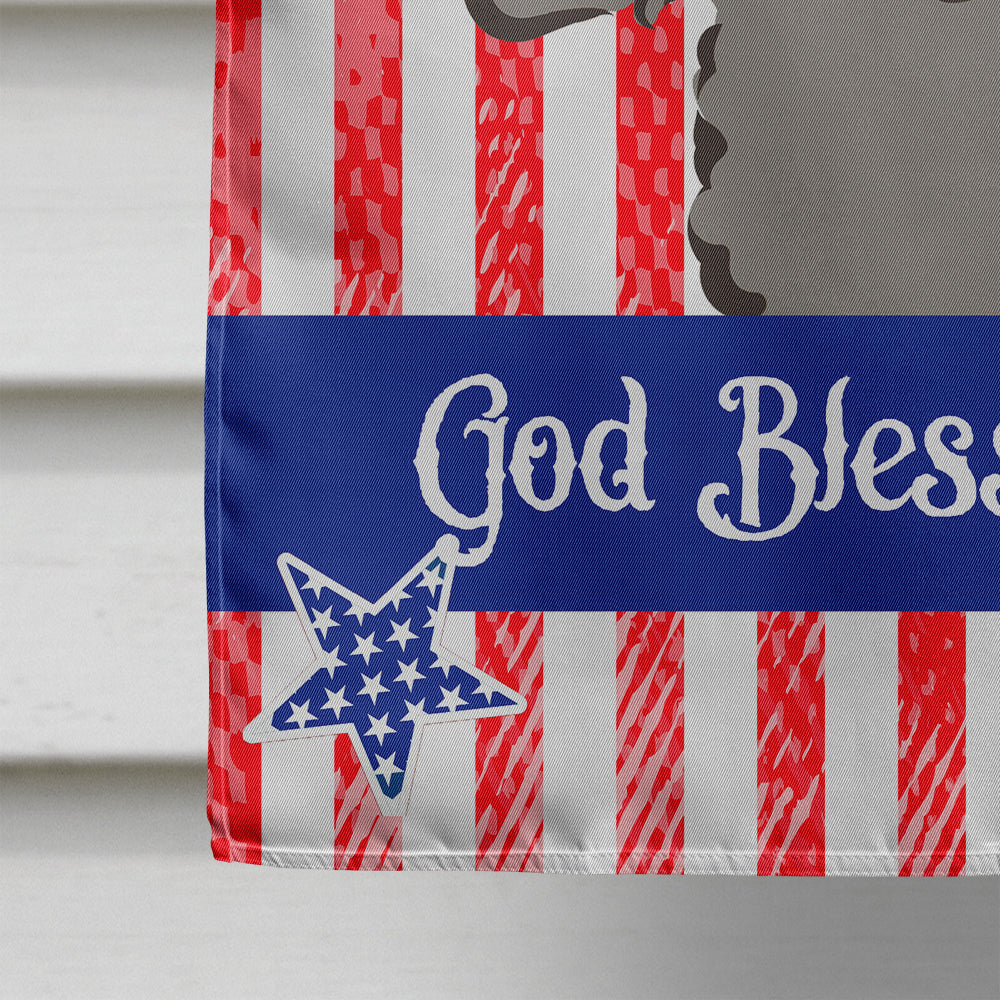 God Bless American Flag with Silver Gray Poodle Flag Canvas House Size BB2189CHF  the-store.com.