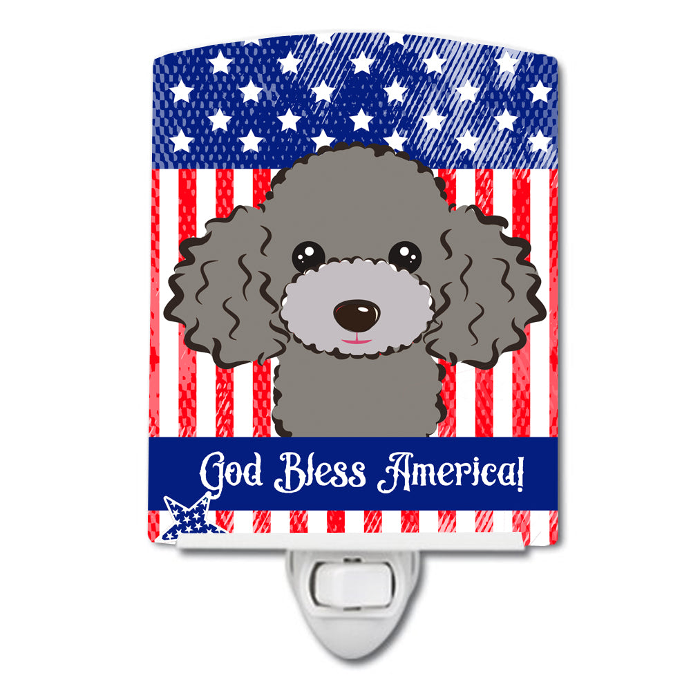 American Flag and Silver Gray Poodle Ceramic Night Light BB2189CNL - the-store.com