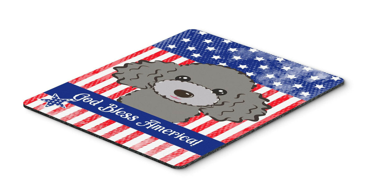 God Bless American Flag with Silver Gray Poodle Mouse Pad, Hot Pad or Trivet BB2189MP by Caroline&#39;s Treasures