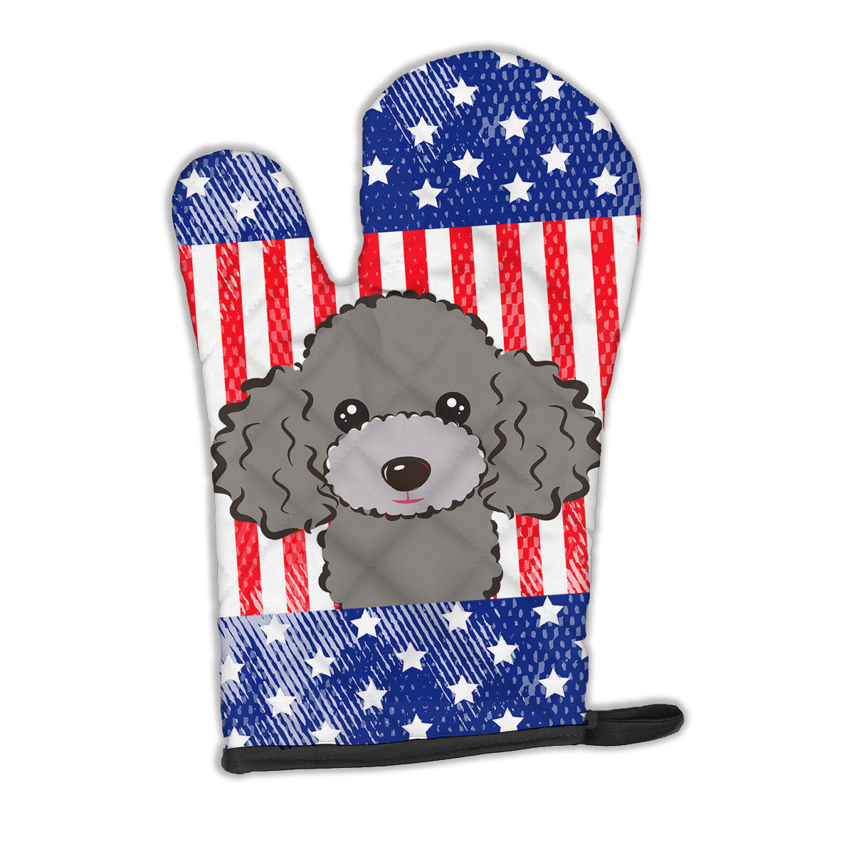 American Flag and Silver Gray Poodle Oven Mitt BB2189OVMT  the-store.com.