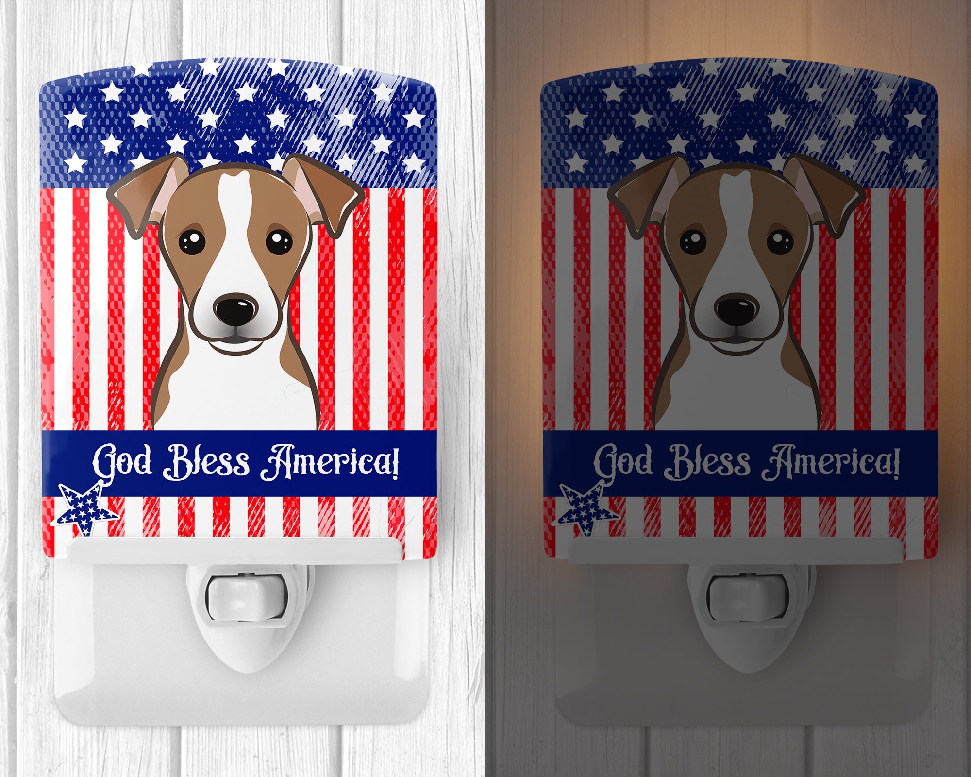 American Flag and Jack Russell Terrier Ceramic Night Light BB2190CNL - the-store.com