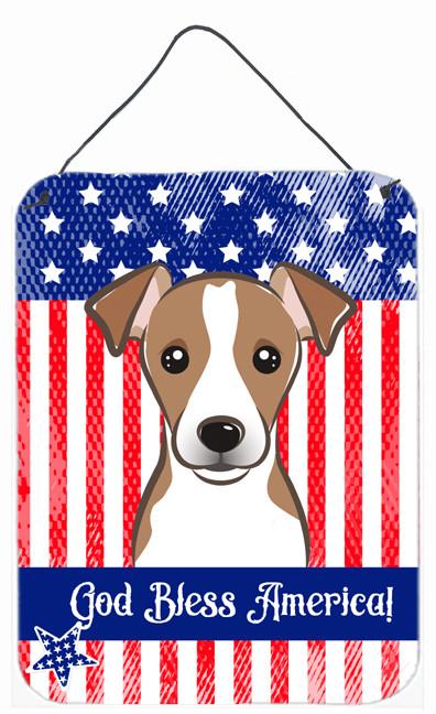 God Bless American Flag with Jack Russell Terrier Wall or Door Hanging Prints BB2190DS1216 by Caroline's Treasures