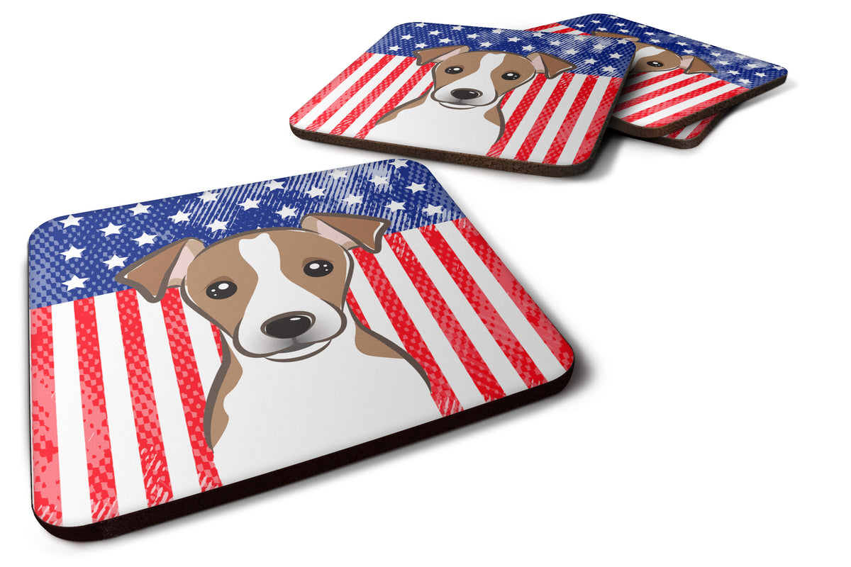 American Flag and Jack Russell Terrier Foam Coaster Set of 4 - the-store.com
