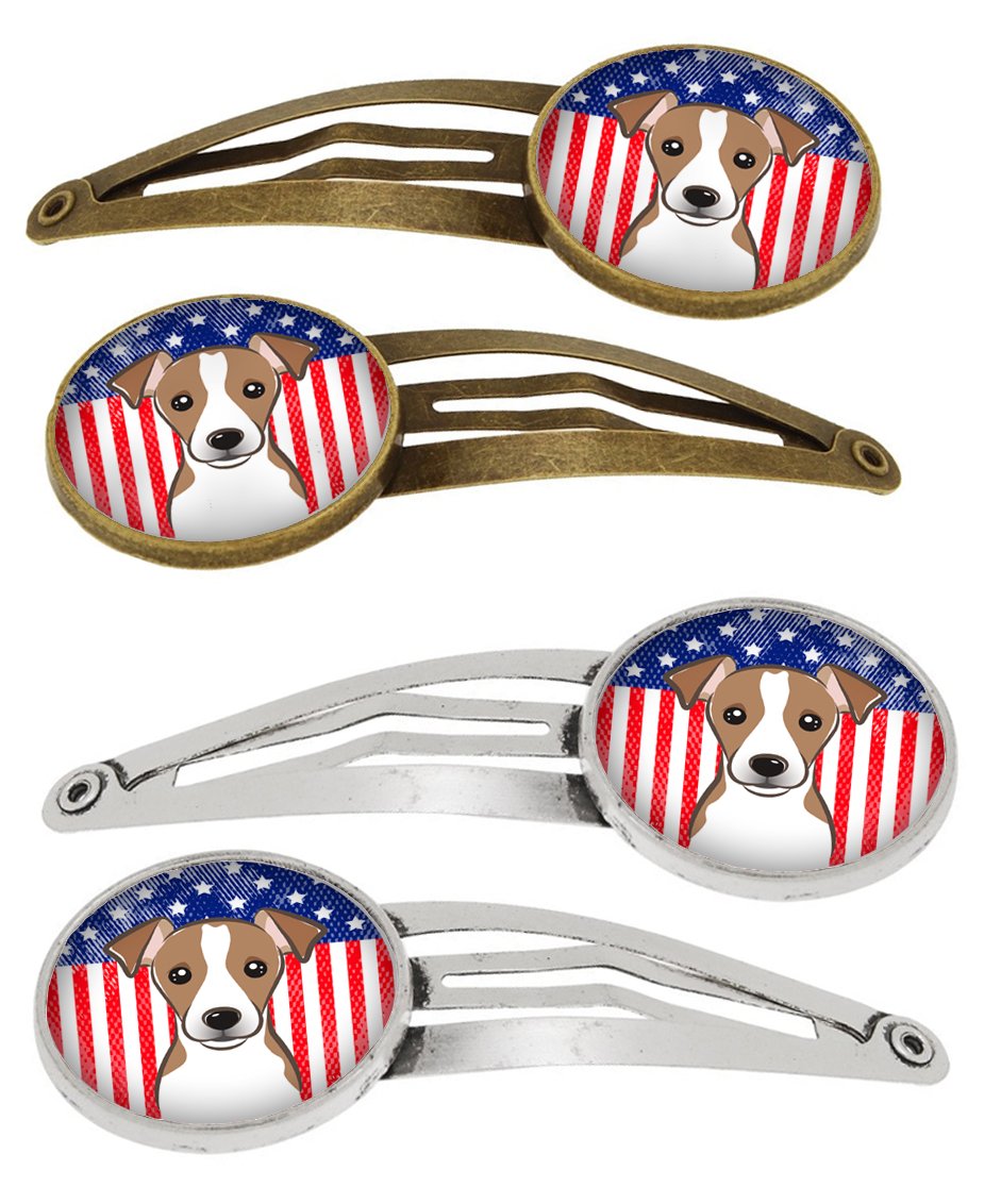 American Flag and Jack Russell Terrier Set of 4 Barrettes Hair Clips BB2190HCS4 by Caroline's Treasures
