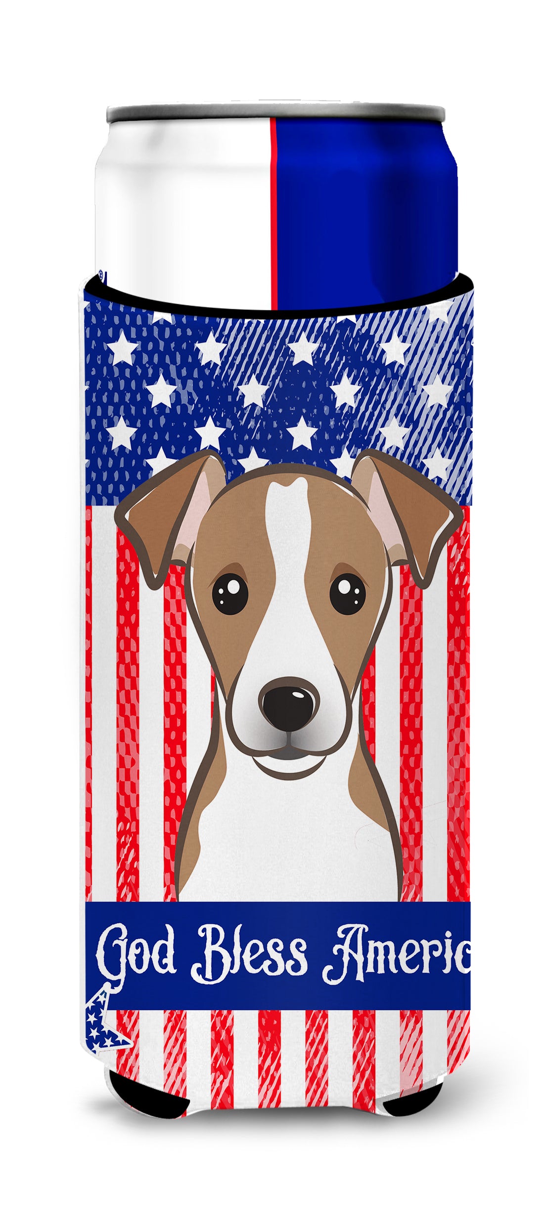 God Bless American Flag avec Jack Russell Terrier Michelob Ultra Beverage Insulator pour canettes minces BB2190MUK