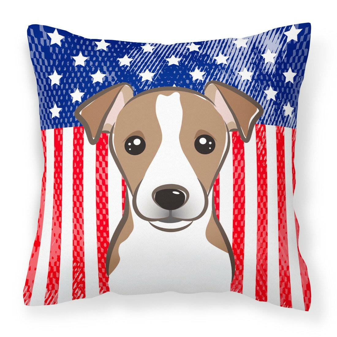American Flag and Jack Russell Terrier Fabric Decorative Pillow BB2190PW1414 - the-store.com