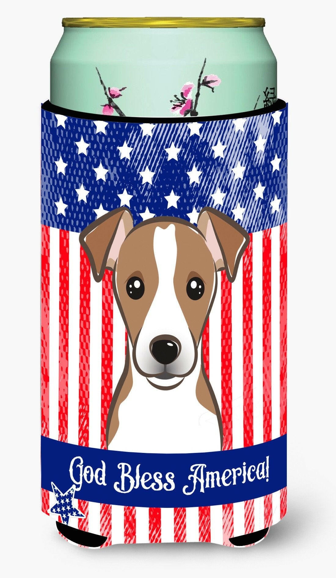 God Bless American Flag with Jack Russell Terrier Tall Boy Beverage Insulator Hugger BB2190TBC by Caroline&#39;s Treasures