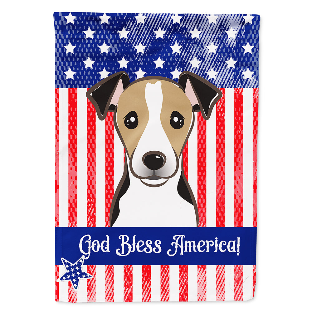 God Bless American Flag with Jack Russell Terrier Flag Canvas House Size BB2191CHF