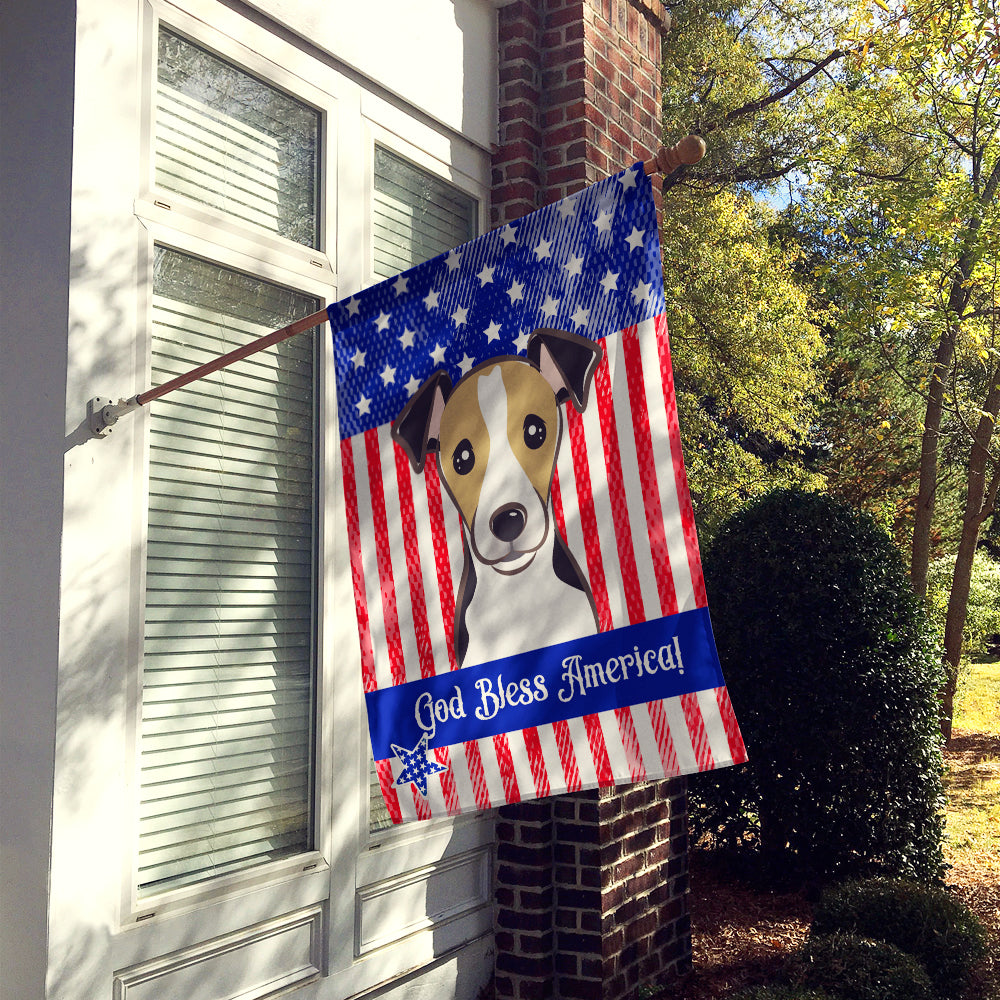 God Bless American Flag with Jack Russell Terrier Flag Canvas House Size BB2191CHF  the-store.com.