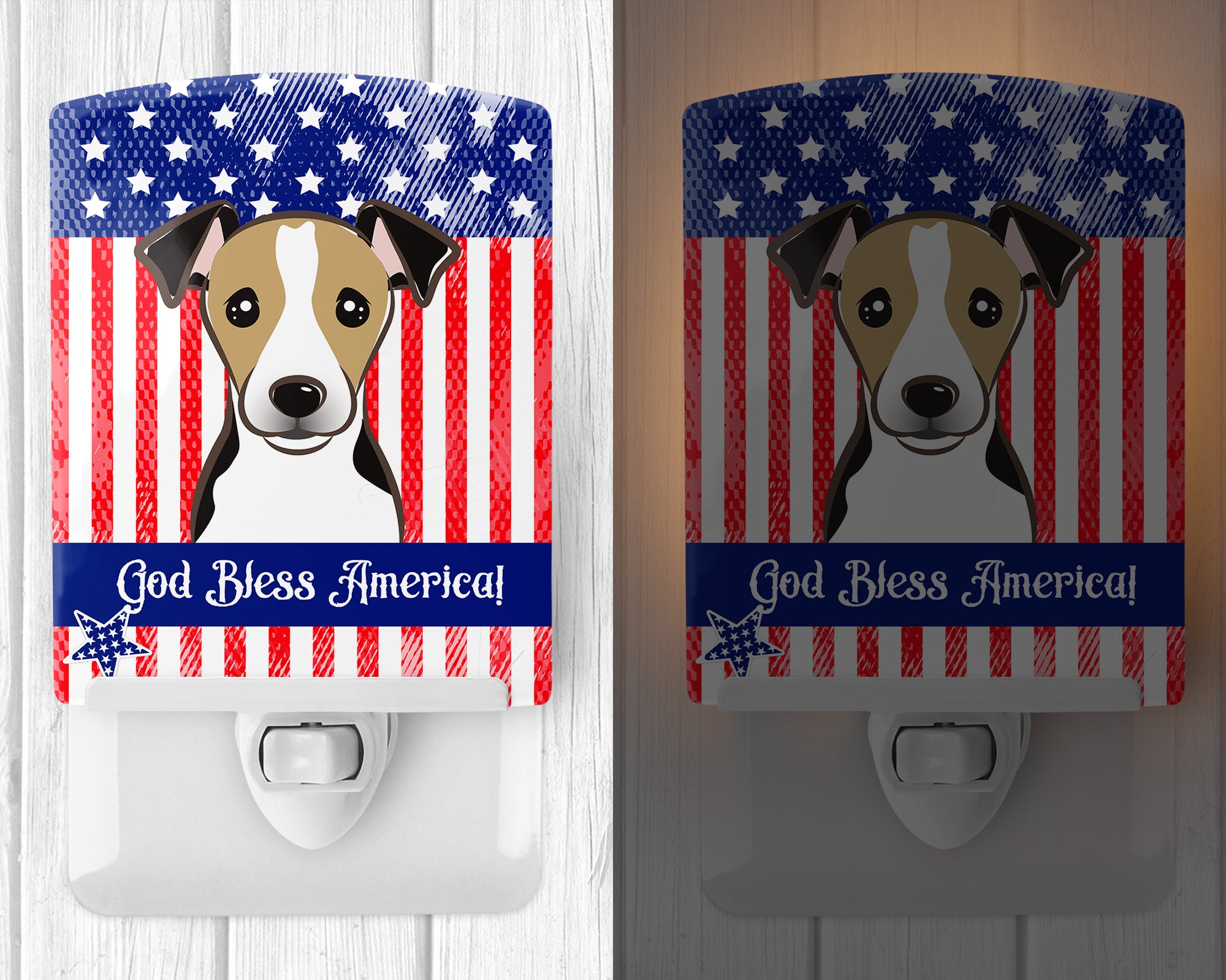 American Flag and Jack Russell Terrier Ceramic Night Light BB2191CNL - the-store.com