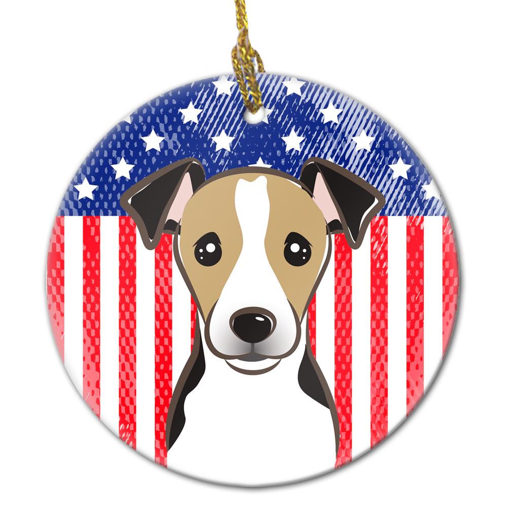 American Flag and Jack Russell Terrier Ceramic Ornament by Caroline's Treasures