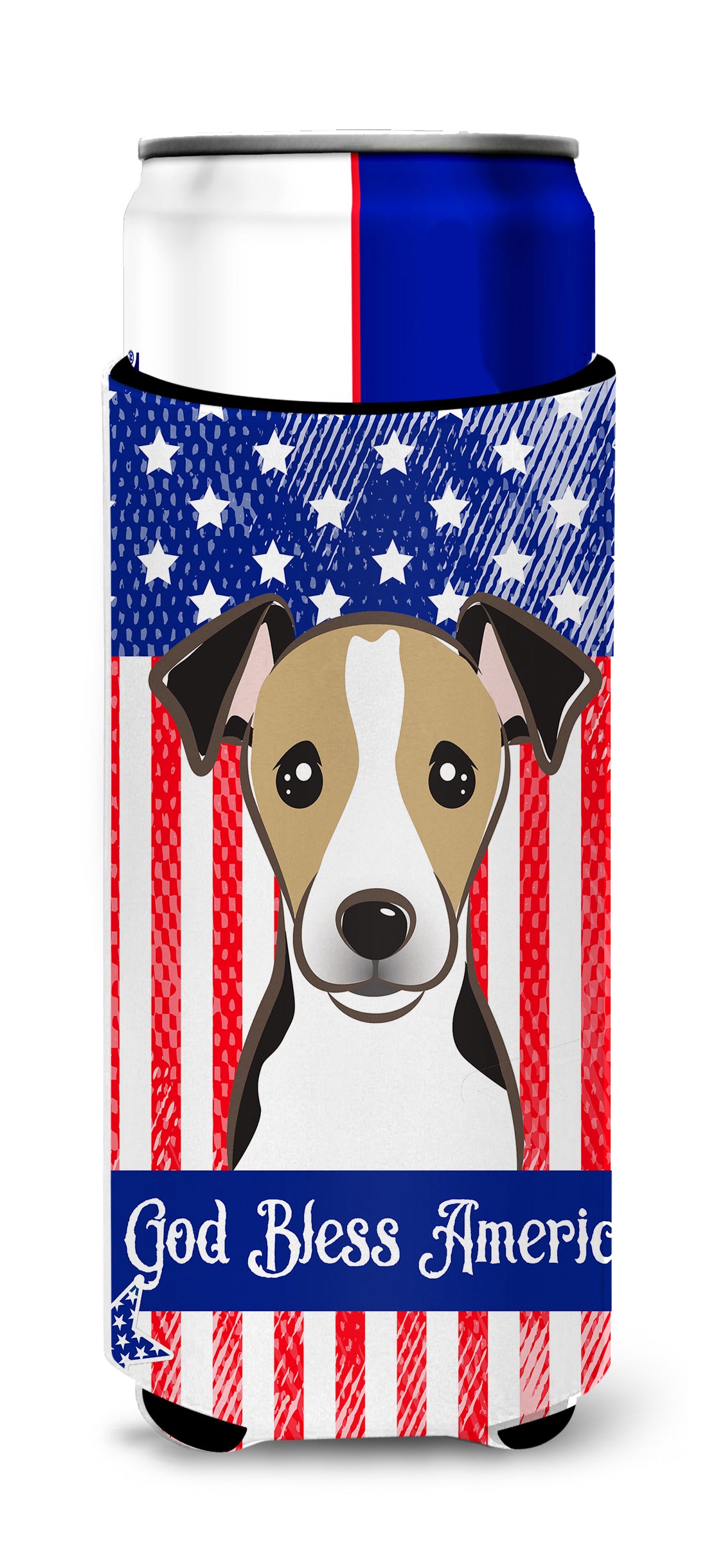 God Bless American Flag avec Jack Russell Terrier Michelob Ultra Beverage Insulator pour canettes minces BB2191MUK