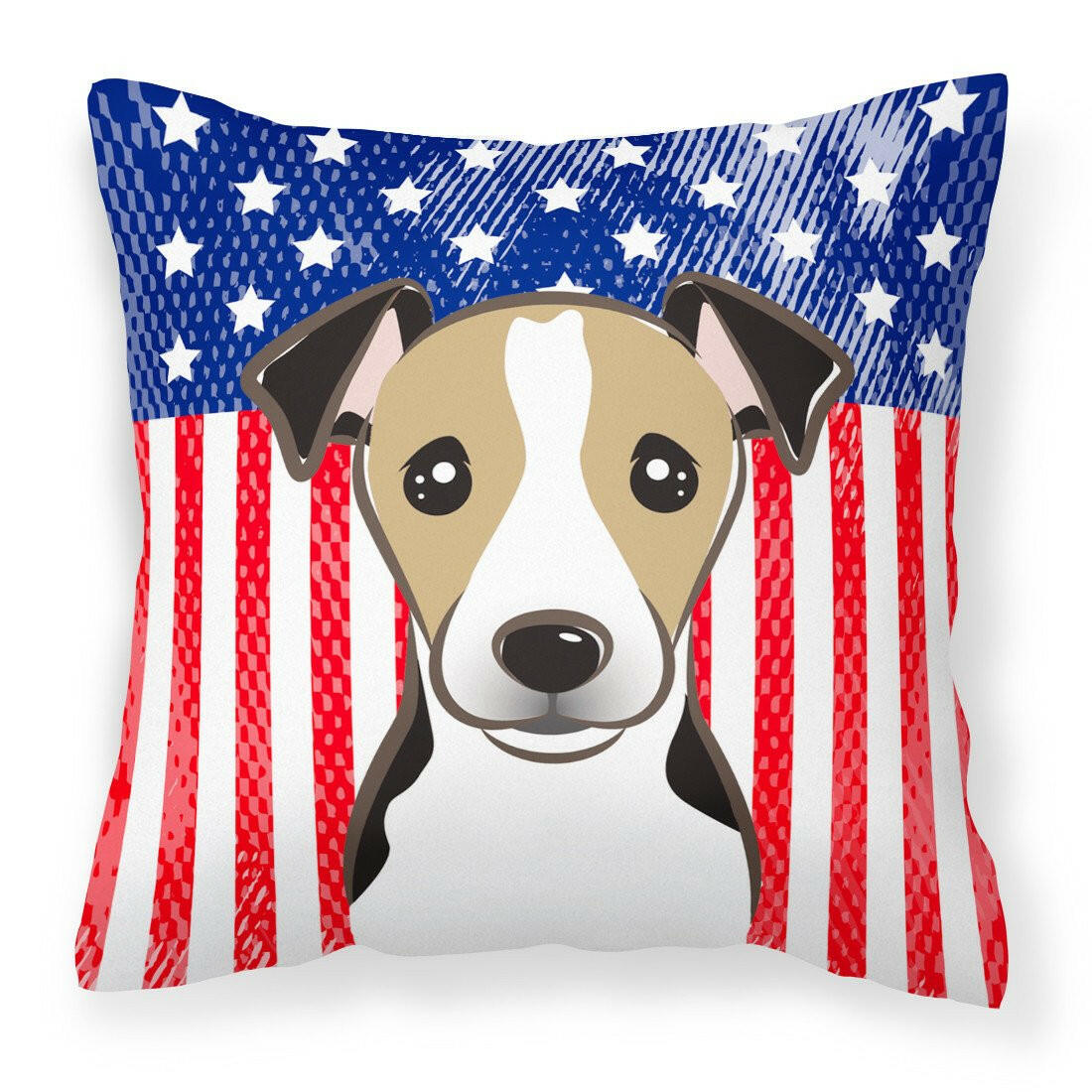 American Flag and Jack Russell Terrier Fabric Decorative Pillow BB2191PW1414 - the-store.com