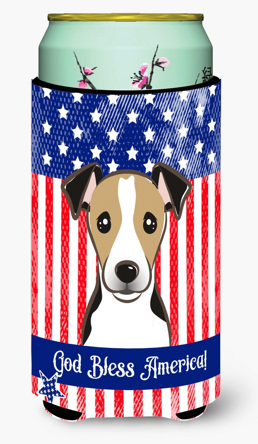 God Bless American Flag with Jack Russell Terrier Tall Boy Beverage Insulator Hugger BB2191TBC by Caroline's Treasures