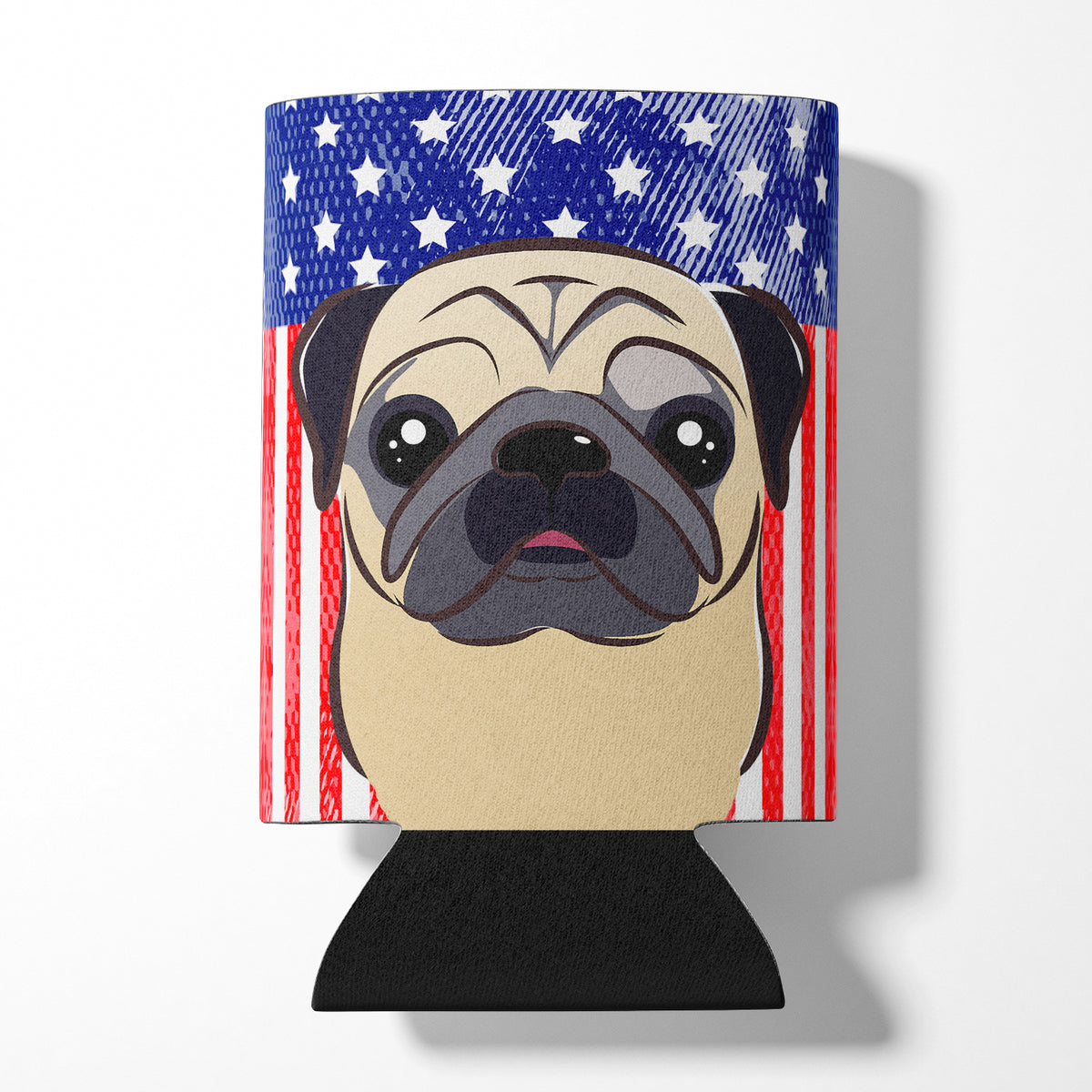 American Flag and Fawn Pug Can or Bottle Hugger BB2192CC