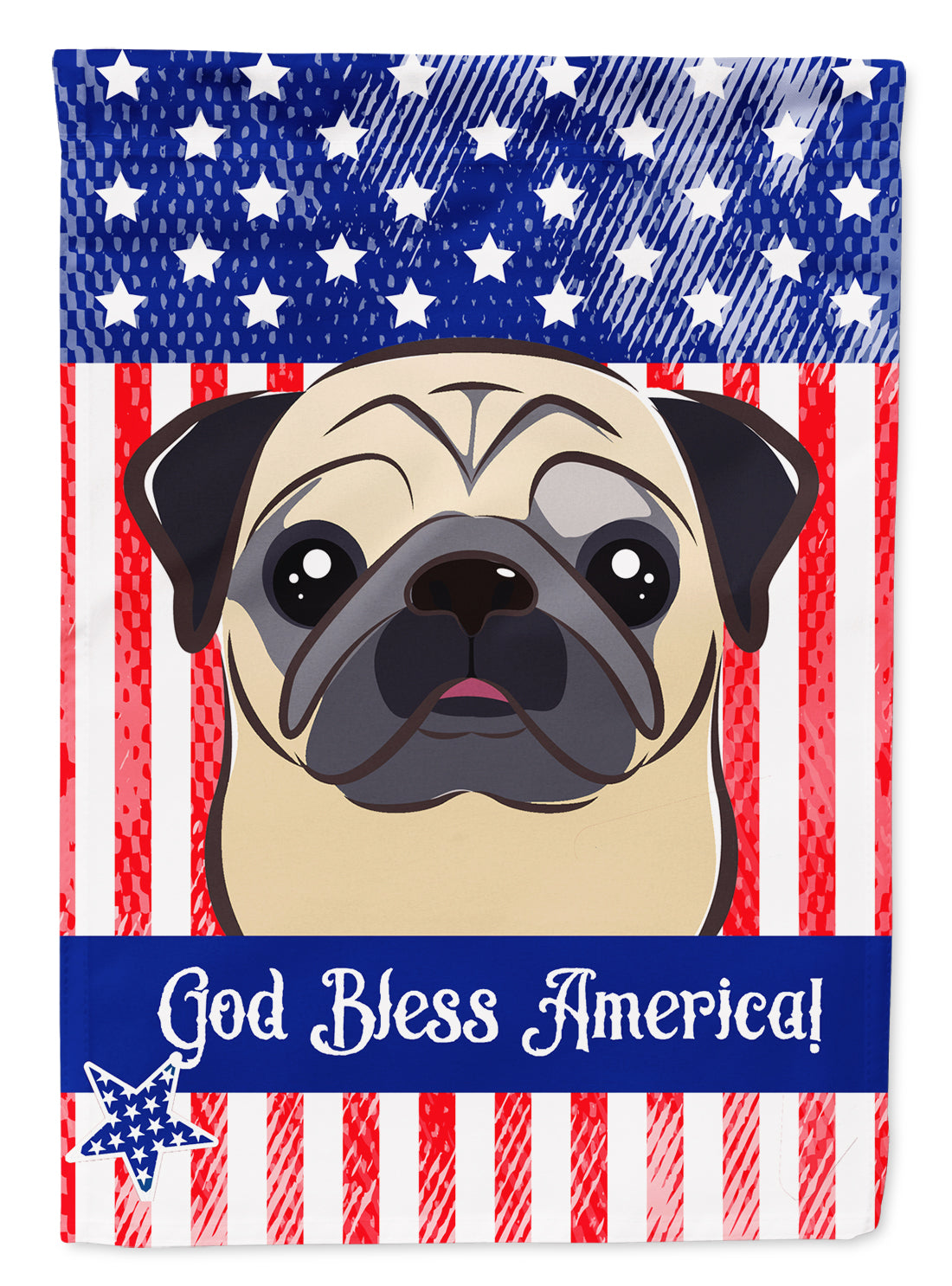 God Bless American Flag with Fawn Pug Flag Canvas House Size BB2192CHF