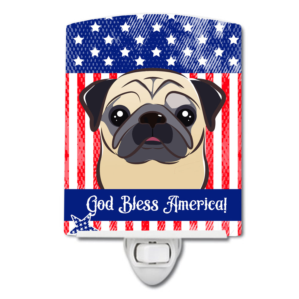 American Flag and Fawn Pug Ceramic Night Light BB2192CNL - the-store.com
